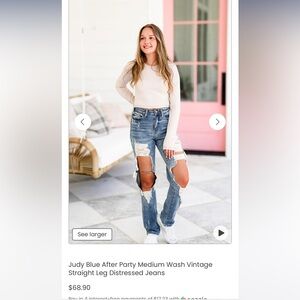 NWT Judy Blue After Party Med Wash Vintage
Straight Leg Distressed Jeans Sz 5